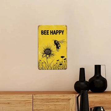 Vintage Metal Bee Happy Sign Gift