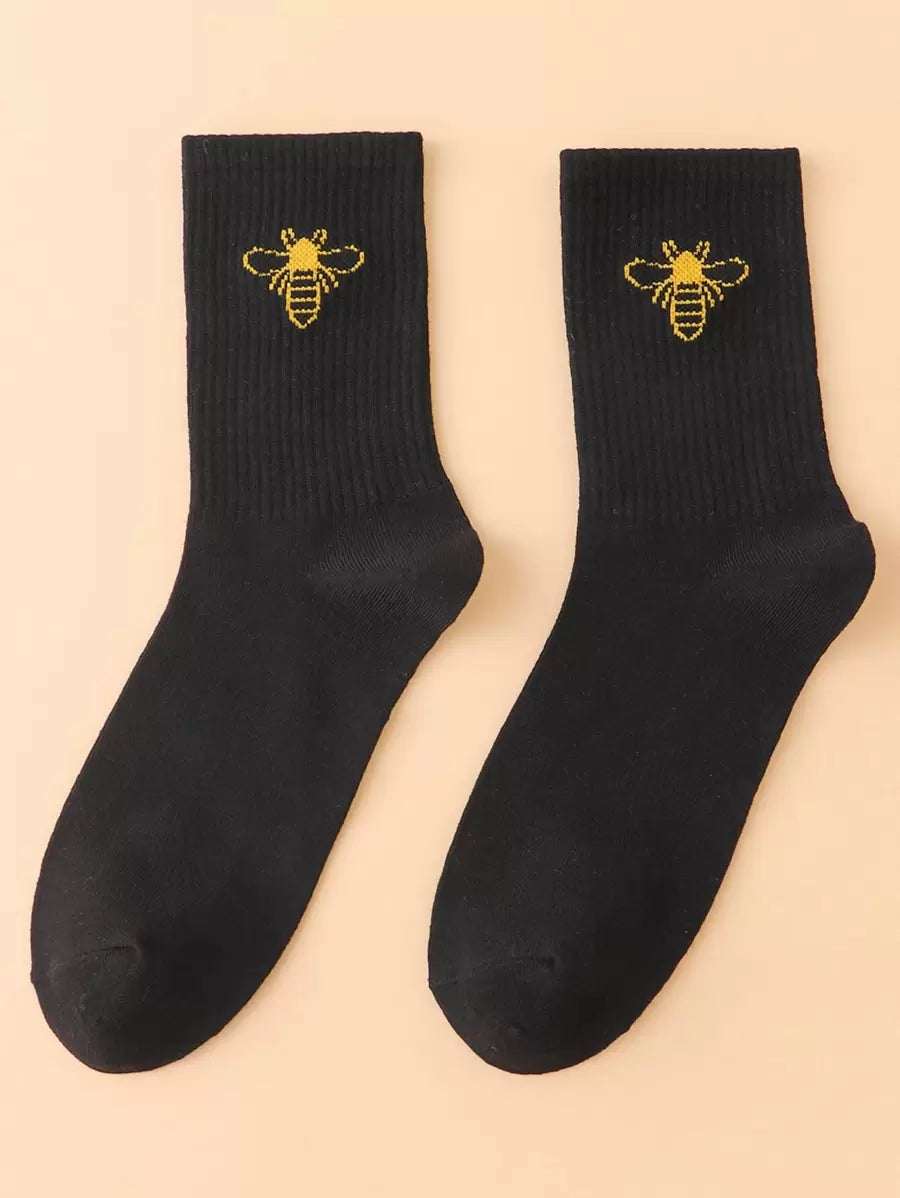 Bee Pattern Crew Socks