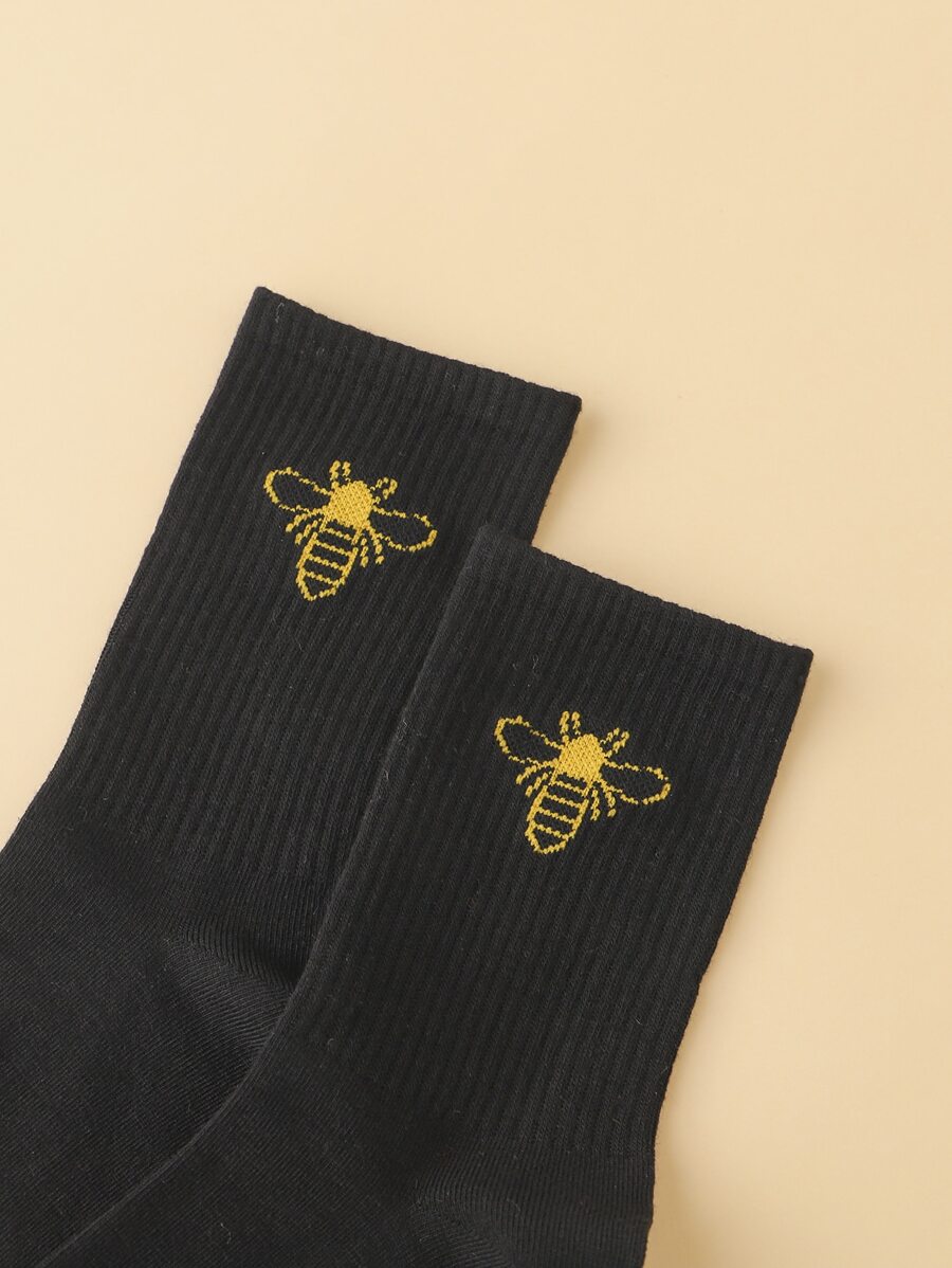 Bee Pattern Crew Socks