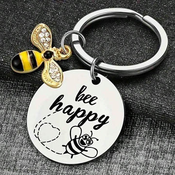 Bee Happy Inspirational Keychain